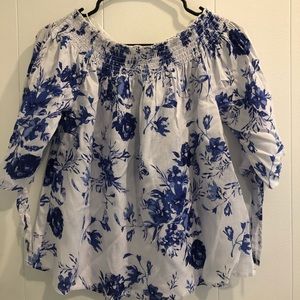 Off the shoulder blue printed top